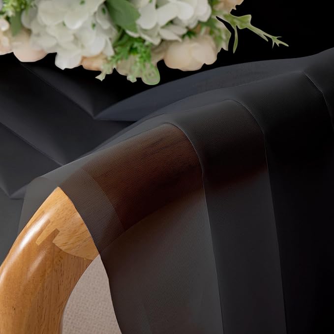 Simplebrand Black Sheer Curtains, 63" Length, 2 Panels Set - Light Filtering, Rod Pocket Window Curtains for Bedroom (Black, 59" W x 63" L)