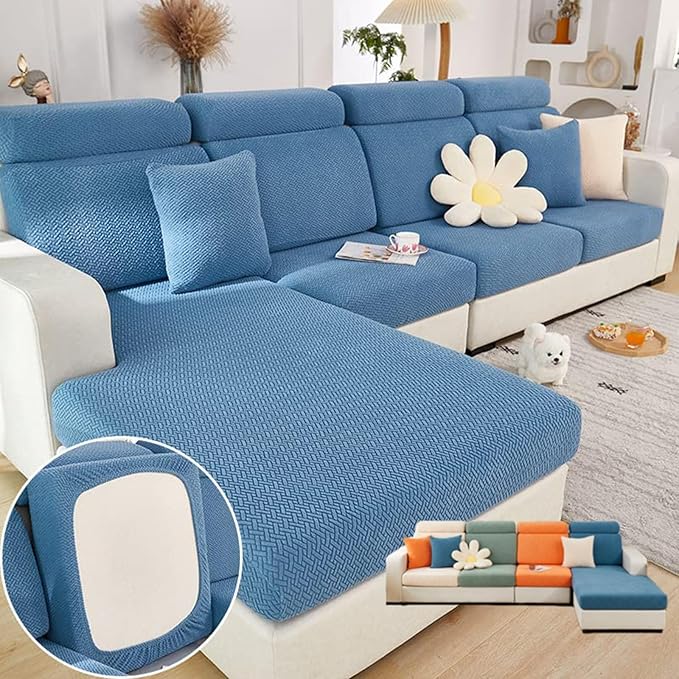 Soothing Home Sofa Covers, Sofa Hero Covers, Wear-Resistant Universal Couch Covers Washable Stretch Sectional Couch Cushion Covers (Blue,Headrest Cover)