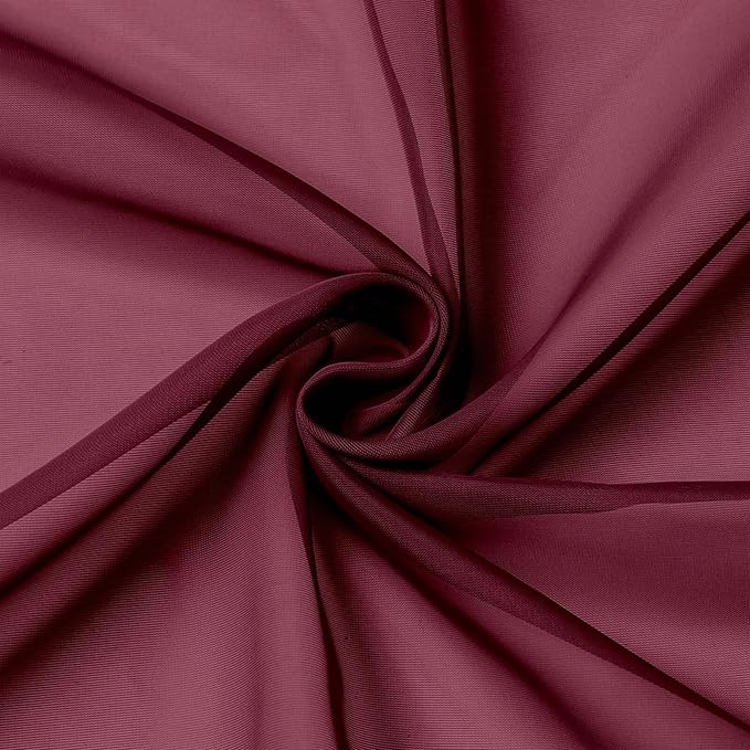 Burgundy Valances for Windows, Burgundy Sheer Curtains 14 Inch Length 2 Pack Kitchen Drapes, Modern Solid Mini Small Window Curtains for Cafe Bathroom Basement, 42" Wx14 L Inches