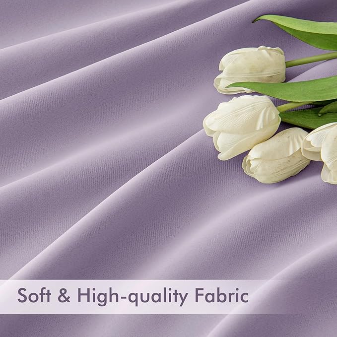 MIULEE Lilac Back Tab Blackout Curtains 84 Inch Length 2 Panels Set for Living Room Bedroom Privacy, Rod Pocket/Pinch Pleat Thermal Insulated Room Darkening Pleated Light Blocking Drapes