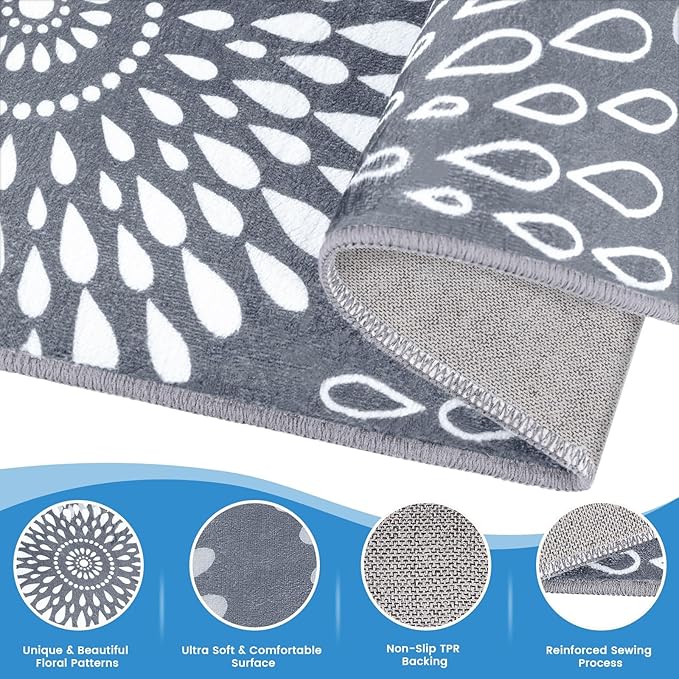StepRite Runner Rug 2 x 6 ft, Washable Rugs, Hallway Runner Rugs, Kitchen Runner Rug Non Slip, Soft Runner with Rubber Backing for Kitchen, Hallway, Laundry, Bedroom, Living Room