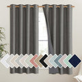 NICETOWN Grizzle Gray Vintage Linen 100% Blackout Curtains for Living Room, Thermal Insulated Curtains 48" Long, Noise Reducing Window Treatment Drapes for Hall Room, 52" Wide Per Panel, Set of 2