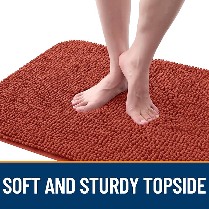 OLANLY Dog Door Mat for Muddy Paws 54x24, Absorbs Moisture and Dirt, Absorbent Non-Slip Washable Doormat, Quick Dry Chenille Mud Mat for Dogs, Entry Indoor Entryway Carpet for Inside Floor, Maple Red