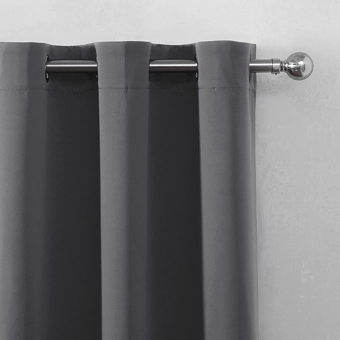 LEMOMO Frost Grey Thermal Blackout Curtains/38 x 63 Inch/Set of 2 Panels Room Darkening Curtains for Bedroom