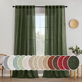 MIULEE Olive Green Linen Curtains 90 Inch Length 2 Panels for Bedroom Living Room, Soft Thick Linen Textured Window Drapes Semi Sheer Light Filtering Back Tab Rod Pocket Burlap Look Decor, W37xL90