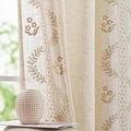 jinchan Belrose Linen Curtains for Bedroom Floral Curtains 108 Inch Length Linen Blend Beige Embroidered Drapes Farmhouse Flower Patterned Drapes for Living Room Window Treatments Set 2 Panels