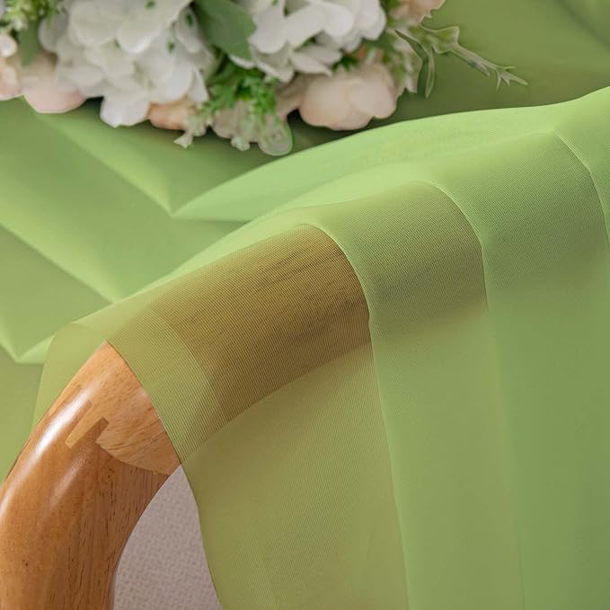 Chyhomenyc Sheer Lime Tier Curtains 24 Inch Length Set, Small Window Kitchen Curtains for Bathroom Living Room Basement, Farmhouse Short Voile Curtain 42Wx24L, Rod Pocket, 2 PCS
