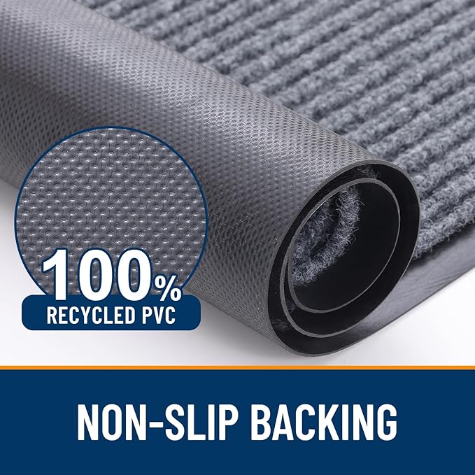 OLANLY Front Door Mat Indoor Outdoor Entrance, Waterproof Heavy Duty Doormat, Fade Resistant, Low Profile, Easy Clean Patio Porch Welcome Floor Mats for Entry, 35x30, Light Gray
