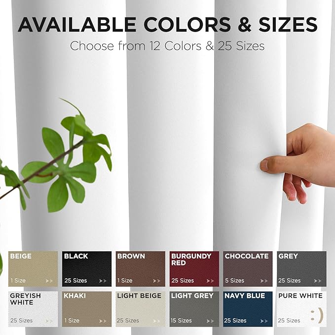 Joydeco Blackout Patio Sliding Door Curtains 90 Inches Long, Grommet Privacy Room Divider Curtains, Extra Wide Thermal Blackout Drapes for Bedroom Living Room (Pure White, 80Wx90L, 1 Panel)