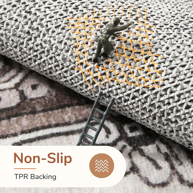 OPPODREAM Soft 6x9 Area Rugs, Washable Rug 6x9 with Non Slip Backing, Faux Cashmere Low-Pile 6 x 9 Carpet, Khaki