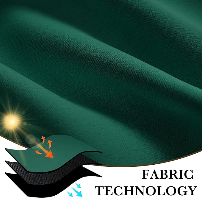 RYB HOME 100% Blackout Basement Curtains 24 inches Long, Heat & UV Blocking Total Room Darkening Noise Reducing Curtains for Bathroom RV Campers, Dark Green, 2 Panels Set