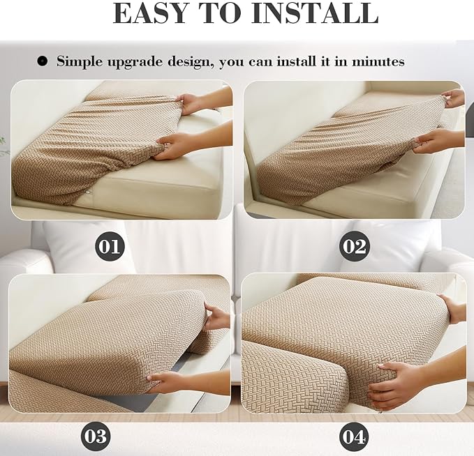 Sofa Covers Couch Covers for Sofa Pet Friendly Couch Cushion Covers Universal Sofa Covers Washable Stretch Slipcovers for Sectional Sofa (Texture Light Coffee,Chaise Cover)