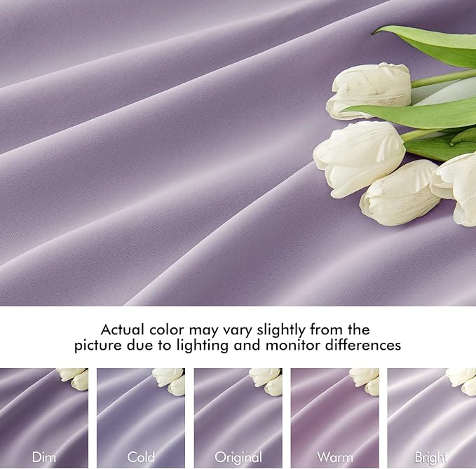MIULEE Lilac Back Tab Blackout Curtains 120 Inch Long 2 Panels Set for Bedroom, Rod Pocket/Pinch Pleated Extra Long Thermal Insulated Living Room Darkening Light Blocking 10FT Drapes