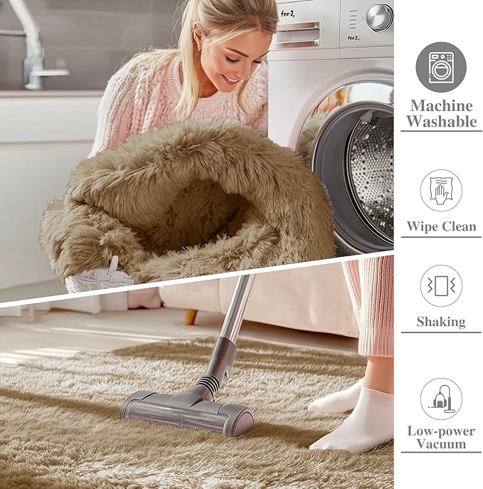 OLANLY 2x6 Machine Washable Runner Rugs for Hallway, Soft Fluffy Shaggy Bedside Rugs for Bedroom, Living Room, Indoor Floor Carpet for Kids Girls and Boys, Home Decor Aesthetic, Taupe