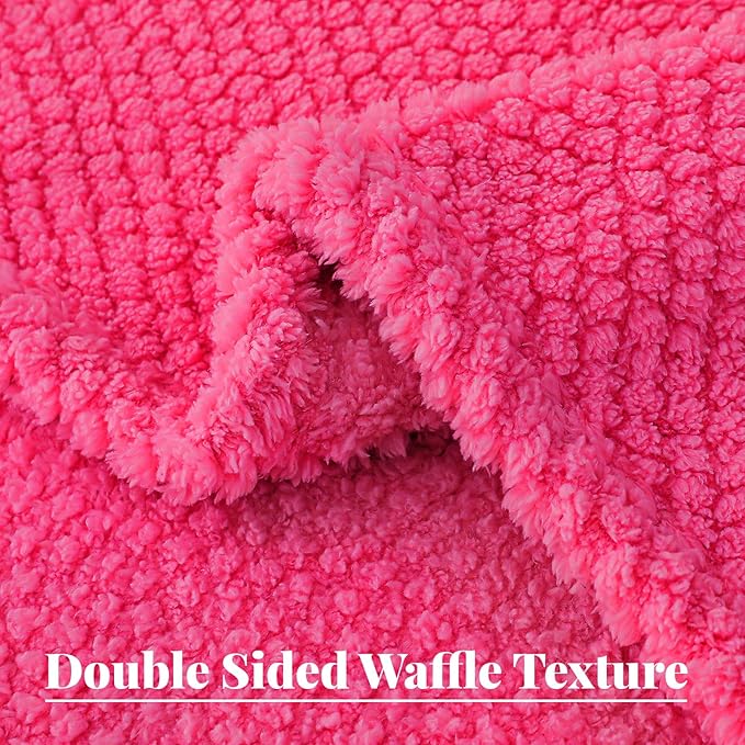 Whale Flotilla Queen Size Fuzzy Fleece Blanket for Bed, 90x90 Inch Fluffy Warm Soft Jacquard Blankets for All Season, Lightweight and Cozy, Hot Pink