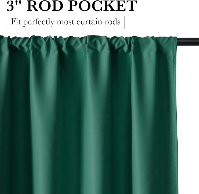 RYB HOME 100% Blackout Short Curtains for Small Window, Thermal Insulated Total Room Darkening Noise Reducing Curtains for Basement Bathroom RV Cars, 29 inches Wide by 36 inches Long, Dark Green