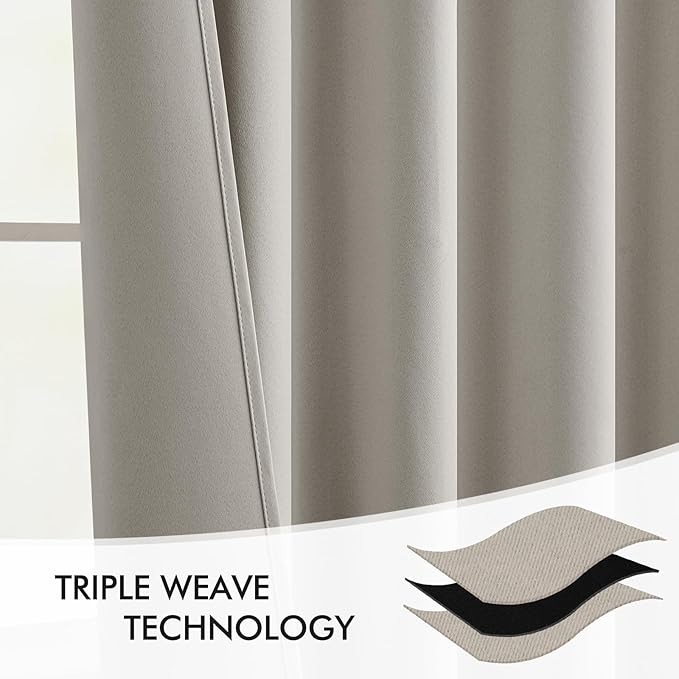 MIULEE Natural Back Tab Blackout Curtains 108 Inch Long 2 Panels Set for Bedroom, Rod Pocket/Pinch Pleat Extra Long Thermal Insulated Living Room Darkening Pleated Light Blocking Drapes
