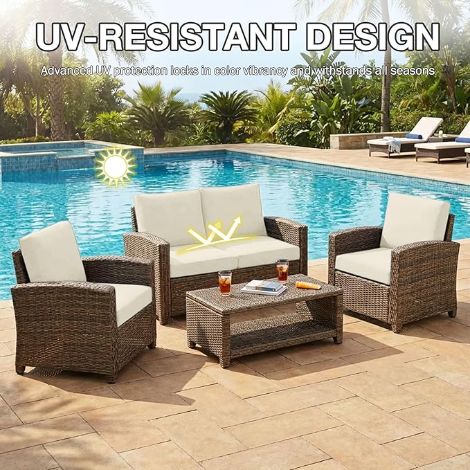 hyha 14Pcs Patio Cushion Covers, Stretch Outdoor Couch Cushion Covers Replacement, Washable Outdoor Chair/Sofa Slipcovers for Patio Furniture Cushions Protector with Elastic Bottom(Beige,Cover Only)