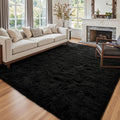 8x10 Ft Large Shag Black Rug for Living Room, Ultra Soft Fluffy Furry Area Rugs for Bedroom Indoor Floor, Aesthetic Carpet for Kids Home Decor