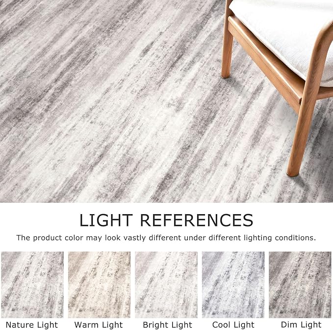 KOZYFLY Modern Abstract Washable Rug Runner 2.6x16 Hallway Rug Runner Non-Slip Soft Kitchen Runner Rugs, Grey/Light Beige/Brown Striped Carpet for Stair Entryway Bathroom