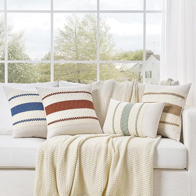 Fancy Homi Set of 1 Sage Green Boho Decorative Throw Pillow Covers 18x18 Inch for Living Room Bedroom Couch Bed Sofa Chair, Rustic Retro Cushion Case 45x45 cm, Bohemian Room Home Decor