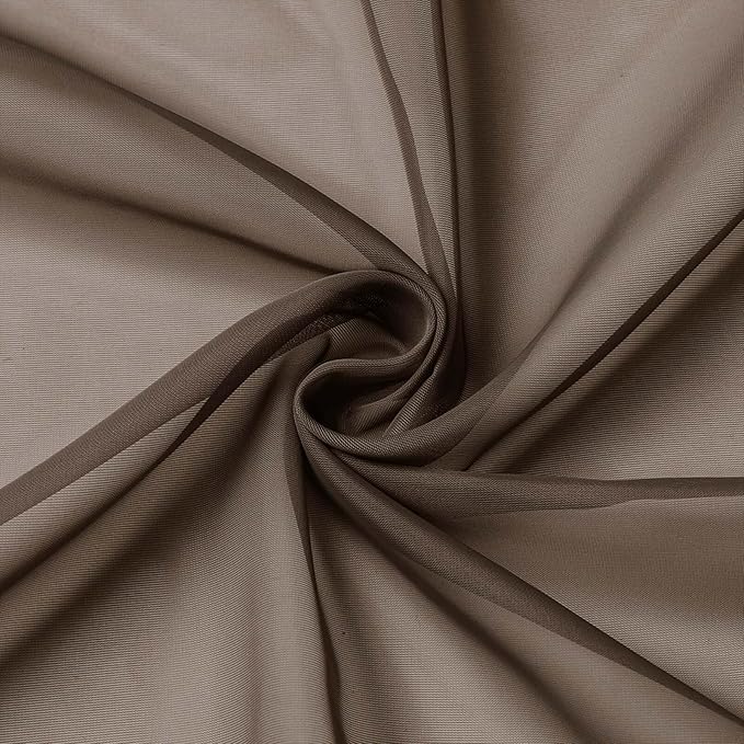 Chocolate Kitchen Curtains 30 Inch Length Tier 2 PCS, Solid Soft Airy Half Curtains for Windows, Sheer Rod Pocket Drapes for Bathroom Basement Small Window Curtain, Chocolate, 42"Wx30"L Inch