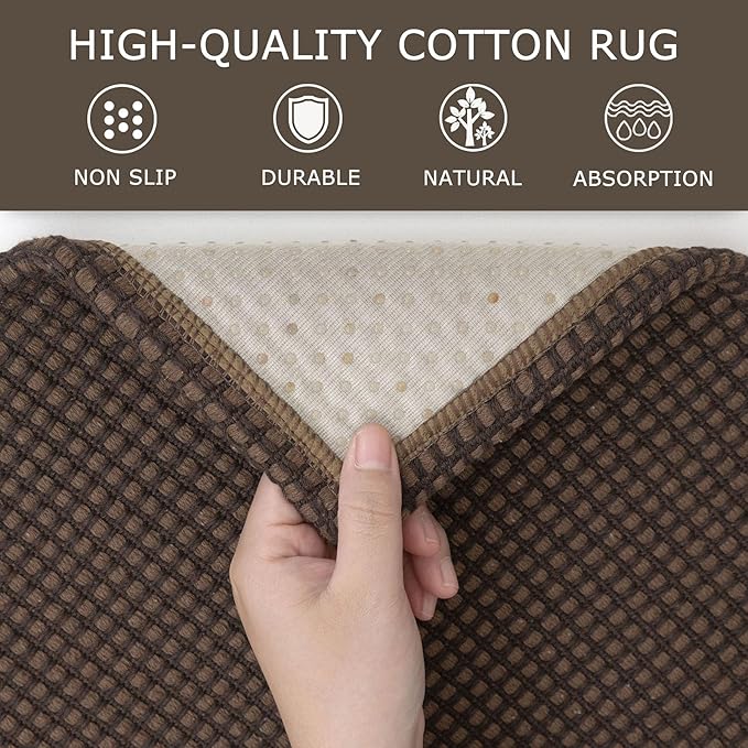 KOZYFLY Runners for Hallways 2x7 ft Washable Kitchen Runner Non Slip Rubber Backed Hall Runners Cotton Entryway Runner Rugs Floor Carpet for Indoor Backdoor Bedroom Kitchen, Reddish Brown/Coffee