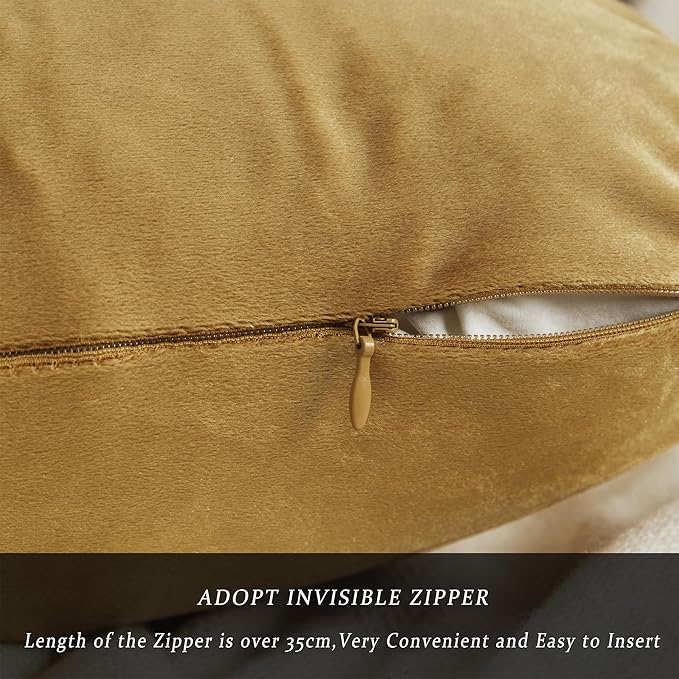 GIGIZAZA Golden Throw Pillow Covers 18x18 Decorative Velvet Cushion Covers Pack of 2 Pillowcase for Sofa