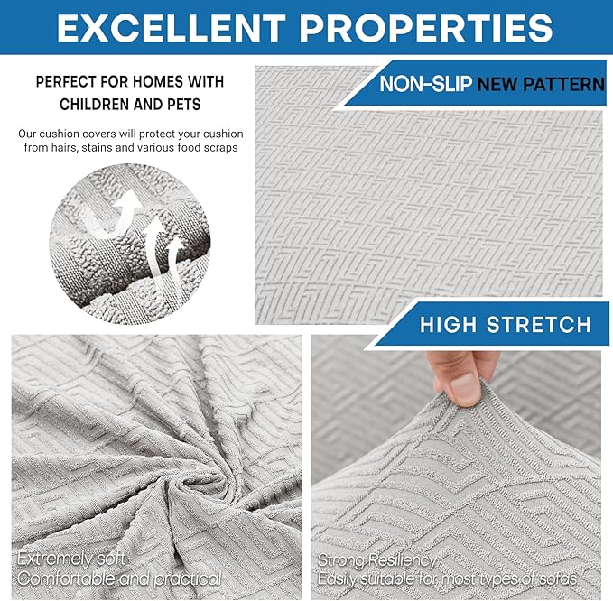 XINEAGE 2026 New 2 Pieces Chair Covers with Arms Super Stretch Chair Slipcover for Living Room Pet Dog Universal Slip Cover Anti Slip Armchair Furniture Protector (Silver Grey), 31"-46"(1 Cushion)