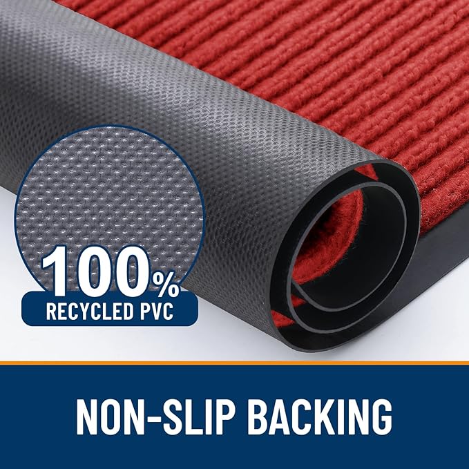 OLANLY Front Door Mat Indoor Outdoor Entrance, Waterproof Heavy Duty Doormat, Fade Resistant, Low Profile, Easy Clean Patio Porch Welcome Floor Mats for Entry, 35x23, Red