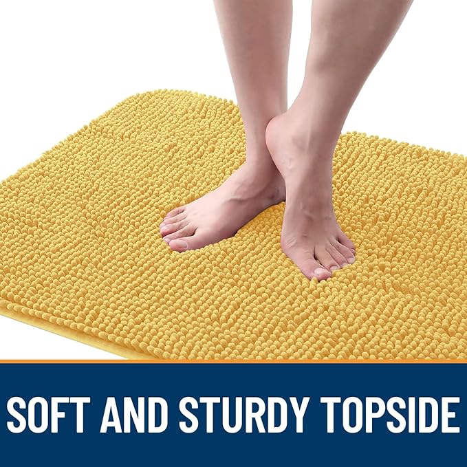 OLANLY Dog Door Mat for Muddy Paws 35x24, Absorbs Moisture and Dirt, Absorbent Non-Slip Washable Doormat, Quick Dry Chenille Mud Mat for Dogs, Entry Indoor Entryway Carpet for Inside Floor, Yellow