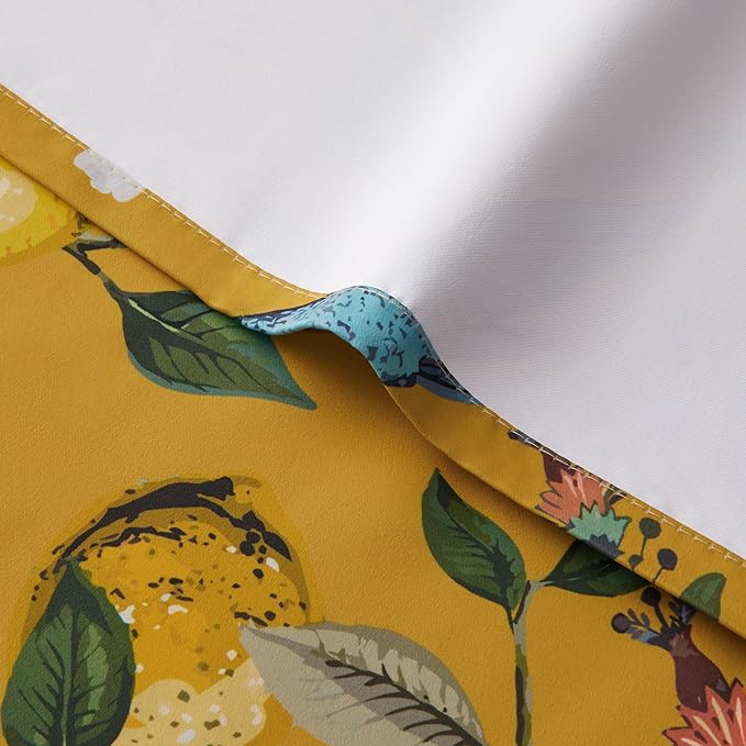 Extra Long 108 Inches Curtains for Large Window Luxury Mustard Yellow Floor To Ceiling Blackout Vintage Floral Hummingbird Fancy Grommet Drop Cloth Damask Drape for Living Room Dining 2 Pages 9FT
