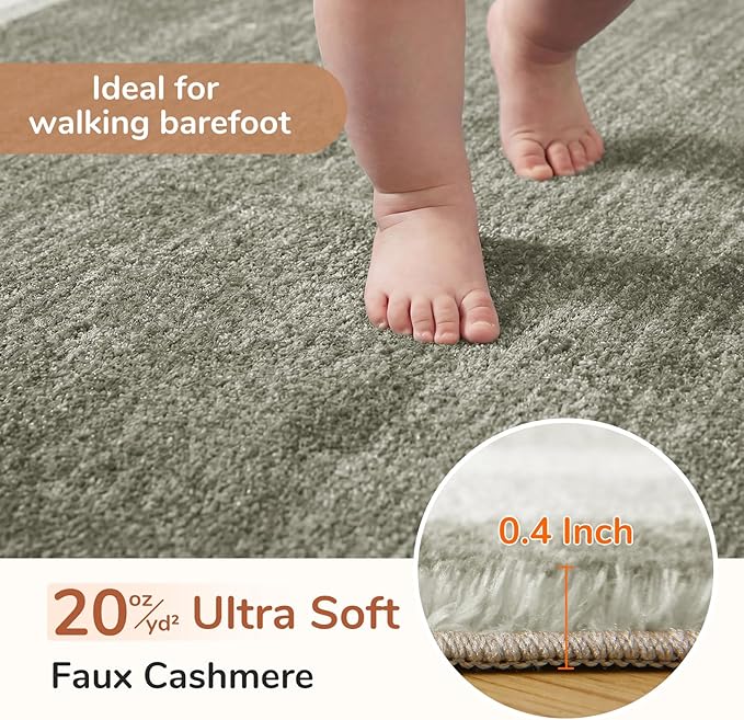 OPPODREAM Border Soft Area Rugs 8x10, Washable Brown Rug with Non Slip Backing, 8 x 10 Faux Cashmere Low-Pile 8x10 Carpet