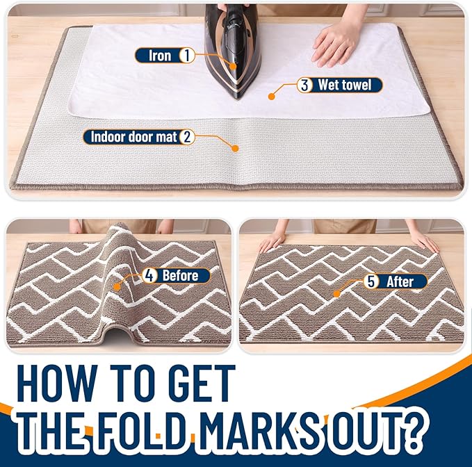 OLANLY Front Door Mat, Non-Slip Rubber Backing, Dirt Resistant and Absorbent, Washable, Easy to Clean Low-Profile Indoor Doormat for Back Door, Entryway, Inside Entrance, 40x32, Brown
