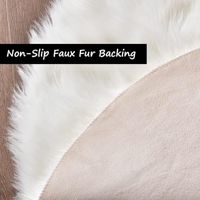 Goolela White Area Rug 10x12 Fluffy Fuzzy Sheepskin Carpet for Living Room Bedroom Furry Faux Fur Shaggy Washable Rectangle