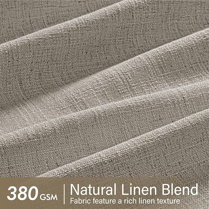 MIULEE Pinch Pleated Thick Linen Curtains 102 Inches Long 2 Panels for Living Room Bedroom, Linen Textured Drapes Pleat Back Tab Memory Trained Light Filtering Boho Taupe Window Curtains with Hooks