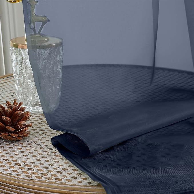 OWENIE Navy Blue Sheer Curtains 72 Inches Long 2 Panels Set, Transparent Voile Sheer Curtain for Living Room Bedroom Window Sliding Glass Door Treatment, 59 x 72 Inch, Navy Blue