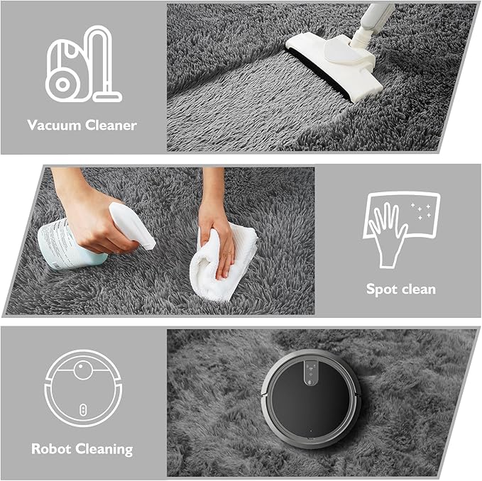 yulidayang Fluffy Round Area Rugs for Living Room,6'X6'Shag Circle Area Rugs for Bedroom,Non Slip Fuzzy Plush Rug for Kids Room Boys Girls Room and Dorm,Deep Grey