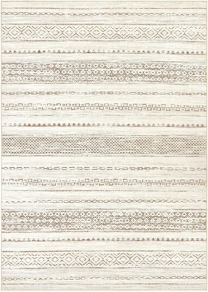 Nakagishi 12x15 Area Rugs Living Room: Washable Boho Large Neutral Modern Soft Farmhouse Rug Stain Resistant Indoor Non-Slip Accent Carpet for Bedroom Nursery Kids Playroom Office Dining Room- Brown