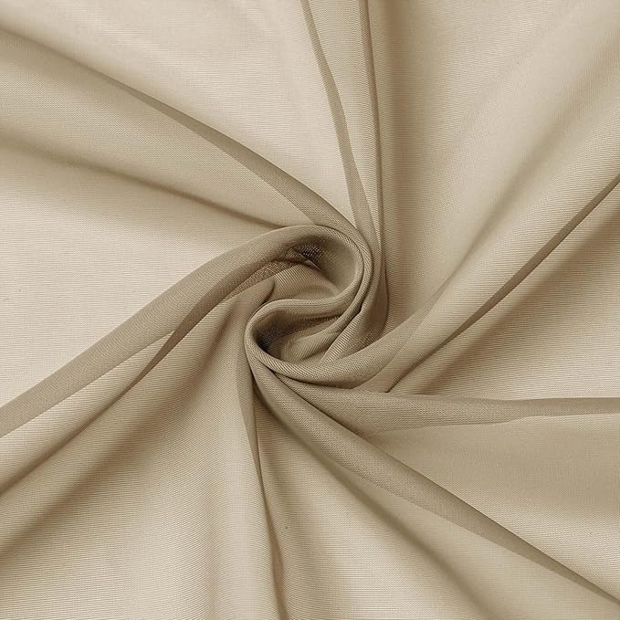 Extra Long Sheer Taupe Curtains for Bedroom Living Room 108 Inches Long 2 Panels Set, Solid Soft Light Filtering Rod Pocket Sheer Window Curtains, Taupe, Each 42" Wx108 L Inch