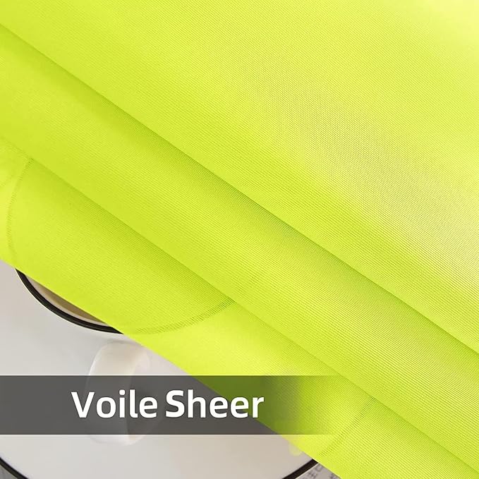 youleyar Solid Sheer Rod Pocket Curtain Voile Draperies 2 Panels White Beige Black Grey Ivory 52 Inch Width 54 Inch Long 1 Pair for Kitchen Bedroom Children Living Room Yard (Chartreuse,52Wｘ54L)