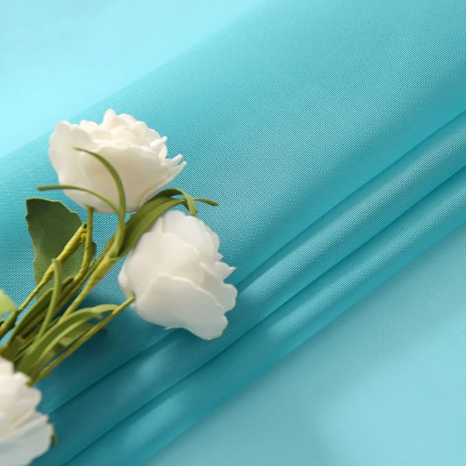 SpaceDresser Sheer Voile Window Treatment. Rod Pocket Curtain Panels for Kitchen Bedroom Living Room Drapes Sunlight Filtering Privacy Semi Home Decor Assorted Colors Sizes (Turquoise, 52 W x 45 L)