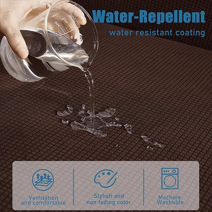 Water-Repellent Sofa Cushion Slipcovers Stretch Camper Dinette Cushion Covers Furniture Protector for Sofa Seat with Elastic Bottom (Loveseat Cushion, Chocolate)