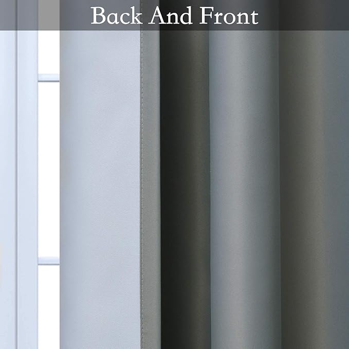 SimpleHome Ombre Room Darkening Curtains for Boys Bedroom, Gradient Grey White to Gray Light Blocking Thermal Insulated Grommet Window Curtains/Drapes for Living Room,2 Panels, 52x72 inches Length