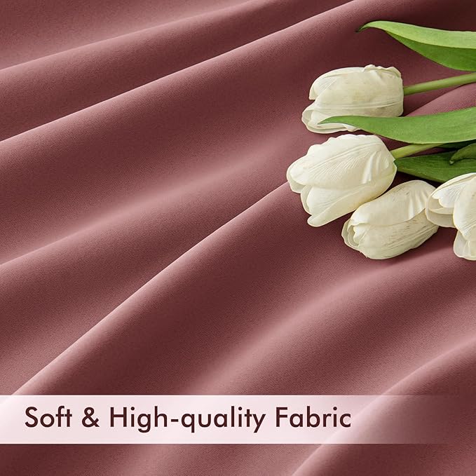 MIULEE Dusty Rose Back Tab Blackout Curtains 102 Inch Long 2 Panels Set for Bedroom, Rod Pocket/Pinch Pleated Thermal Insulated Living Room Darkening Light Blocking Floor to Ceiling Drapes