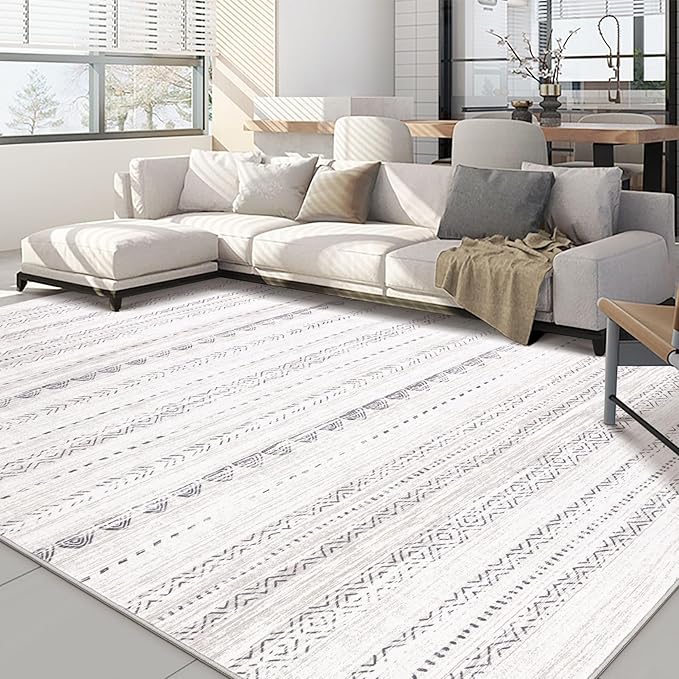 Nakagishi 5x8 Area Rug Living Room: Washable Boho Large Neutral Soft Farmhouse Rugs Stain Resistant Modern Indoor Floor Non-Slip Carpet for Bedroom Nursery Kids Playroom Office Dining Room Dorm- Gray