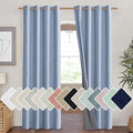 NICETOWN Stone Blue Vintage Linen 100% Blackout Curtains for Living Room, Thermal Insulated Curtains 90" Long, Noise Reducing Window Treatment Drapes for Home Cinema, 52" Wide Per Panel, Set of 2