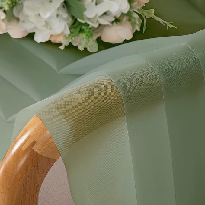 Simplebrand Sage Green Sheer Curtains 84 Inches Long, Light Filtering Rod Pocket Solid Color Window Sheer Curtain Panels, Elegant Curtains & Drapes for Living Room, Bedroom 2 Panels, 59" W x 84" L