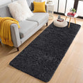 OLANLY 3x6 Machine Washable Runner Rugs for Hallway, Soft Fluffy Shaggy Bedside Rugs for Bedroom, Living Room, Indoor Floor Carpet for Kids Girls and Boys, Nursery Rooms, Home Decor Aesthetic, Black