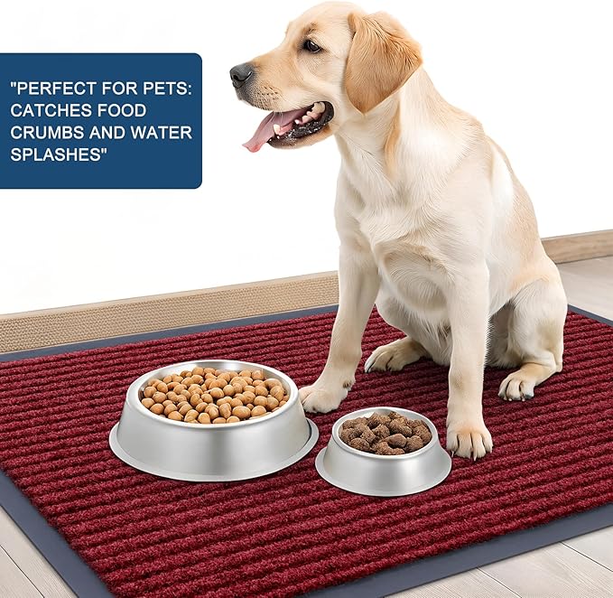 OLANLY Front Door Mat Indoor Outdoor Entrance, 2-Pack 59 x 23 Inch, Waterproof Heavy Duty Doormat, Fade Resistant, Low Profile, Easy Clean Patio Porch Welcome Floor Mats for Entry, Wine Red